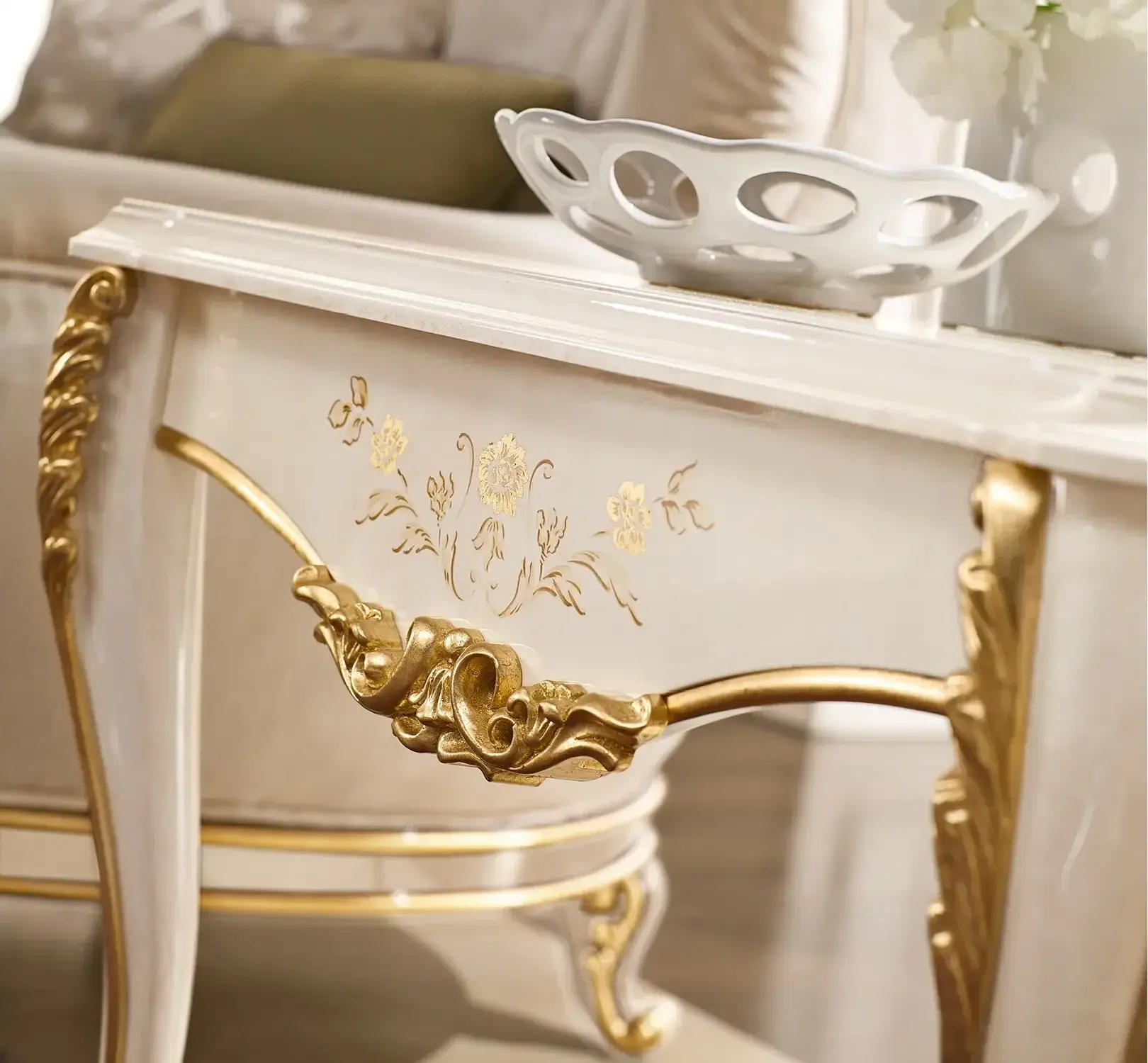 Ivory and Gold Italian Side Table