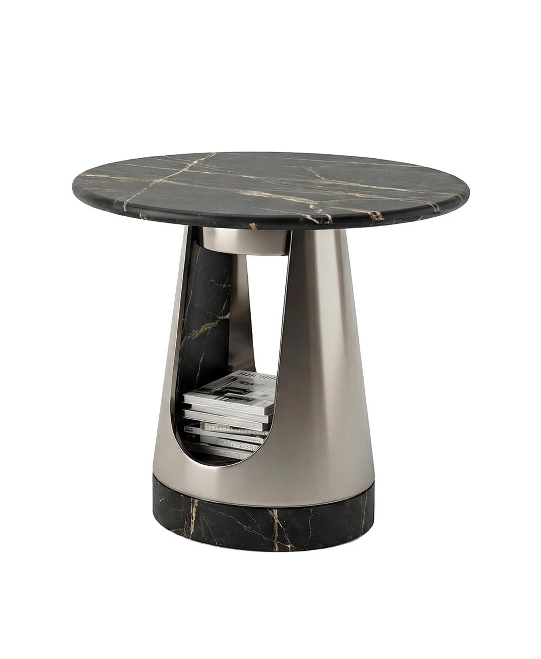 Aura Round Coffee Table with Dark Stone