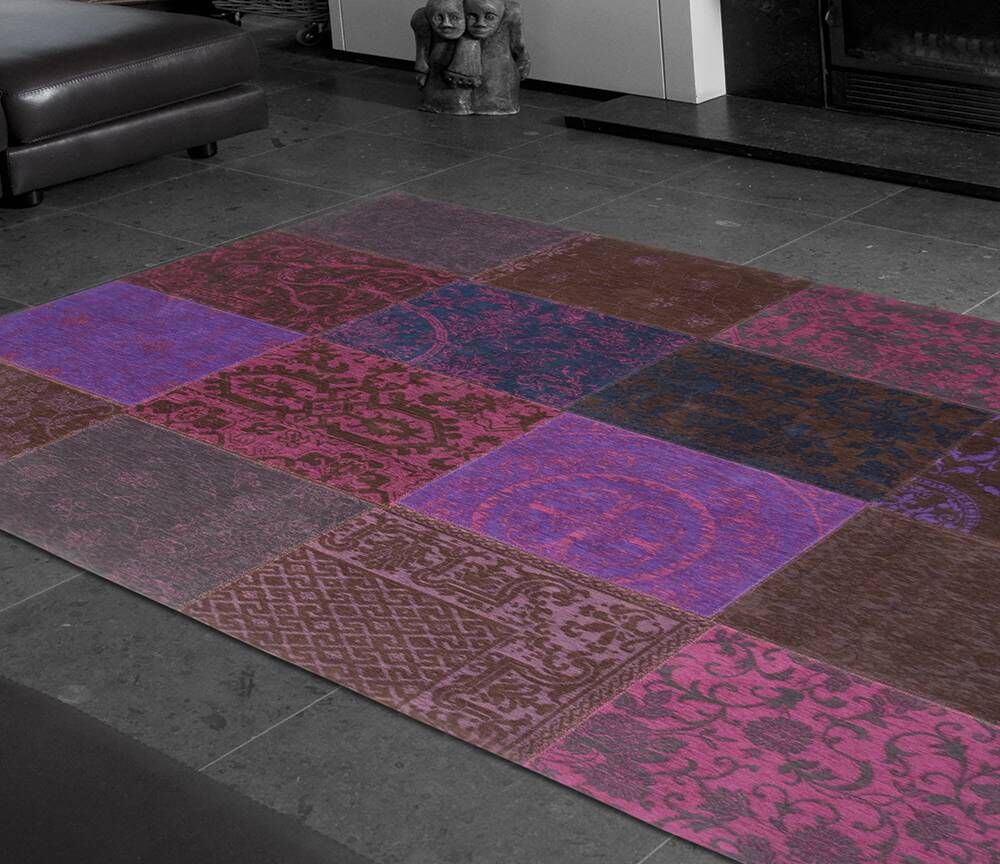 Patchwork Rug Multi Violet ☞ Size: 76 x 300 cm