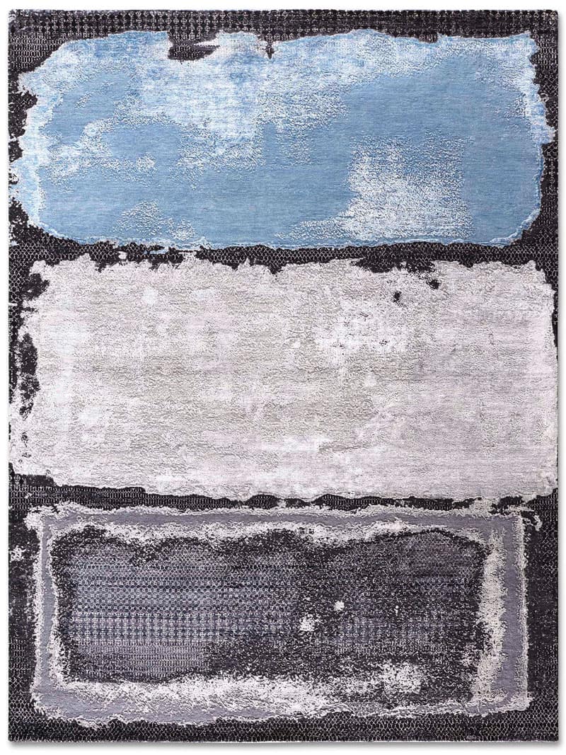 Light Blue Silver Hand-Woven Rug