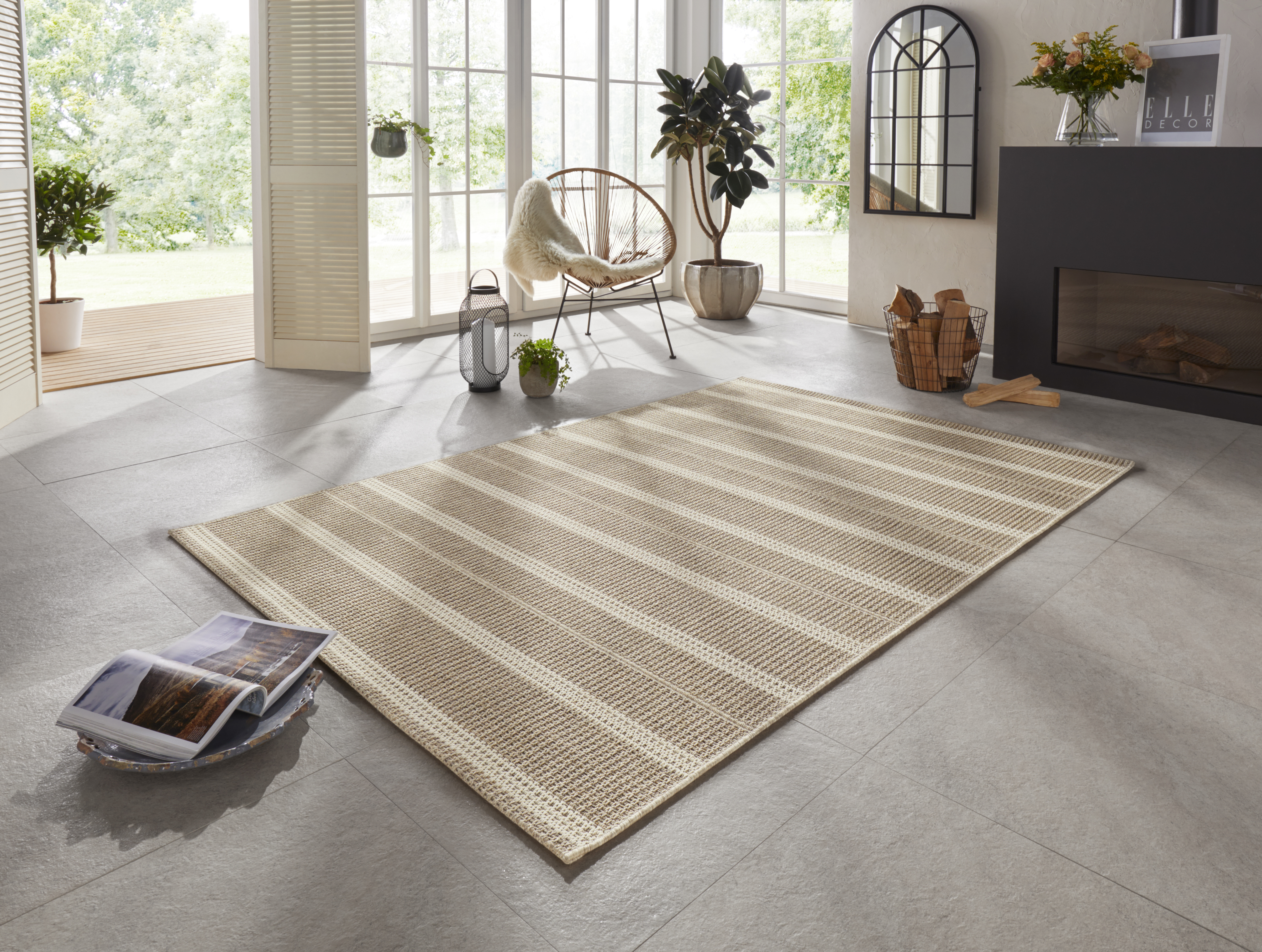 Flatweave In- & Outdoor Laon Natural-brown In Handmade-look Rug