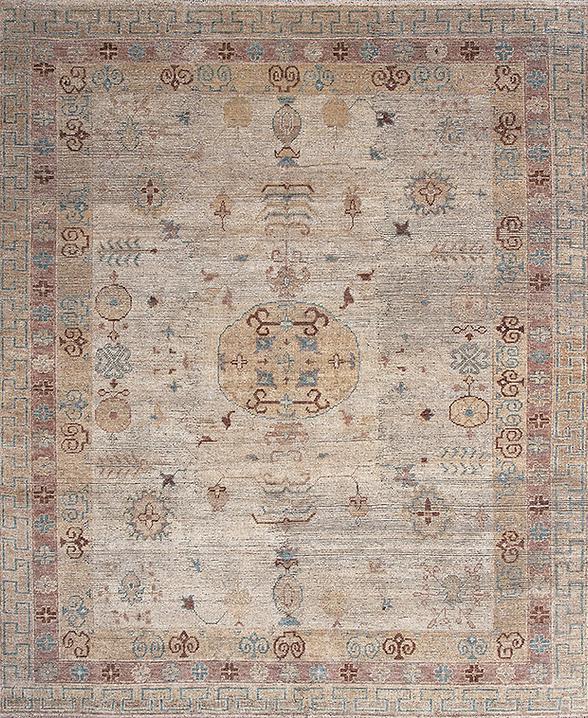 Khotan Hand-Knotted Wool Rug