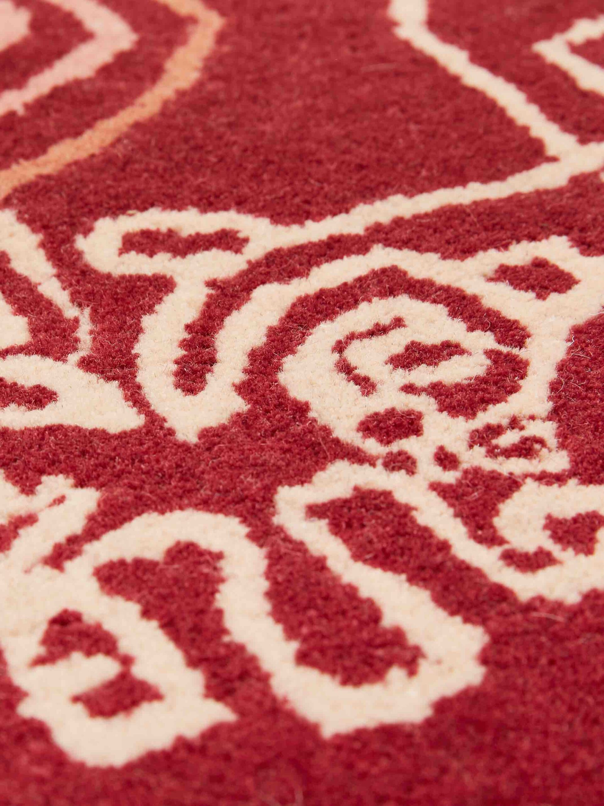 One-Stroke Red Hand-Woven Rug