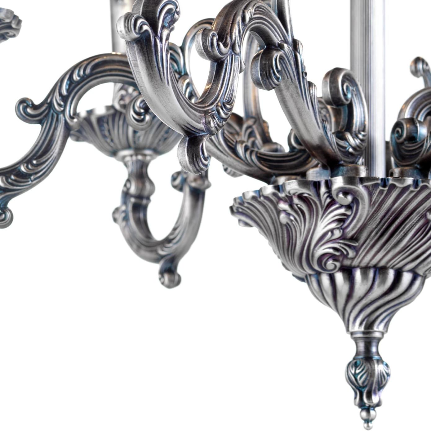 Handcrafted Chandelier in Blue Silver Finish