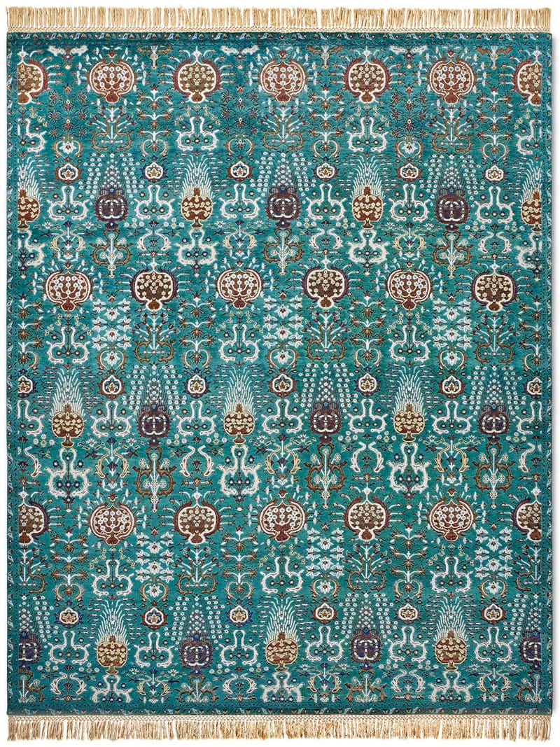 Isfahan Green Handmade Luxury Rug