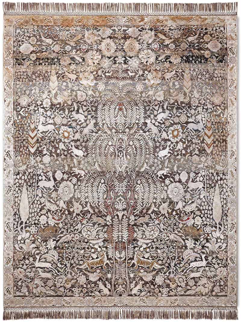 Gold / Grey Handmade Luxury Rug