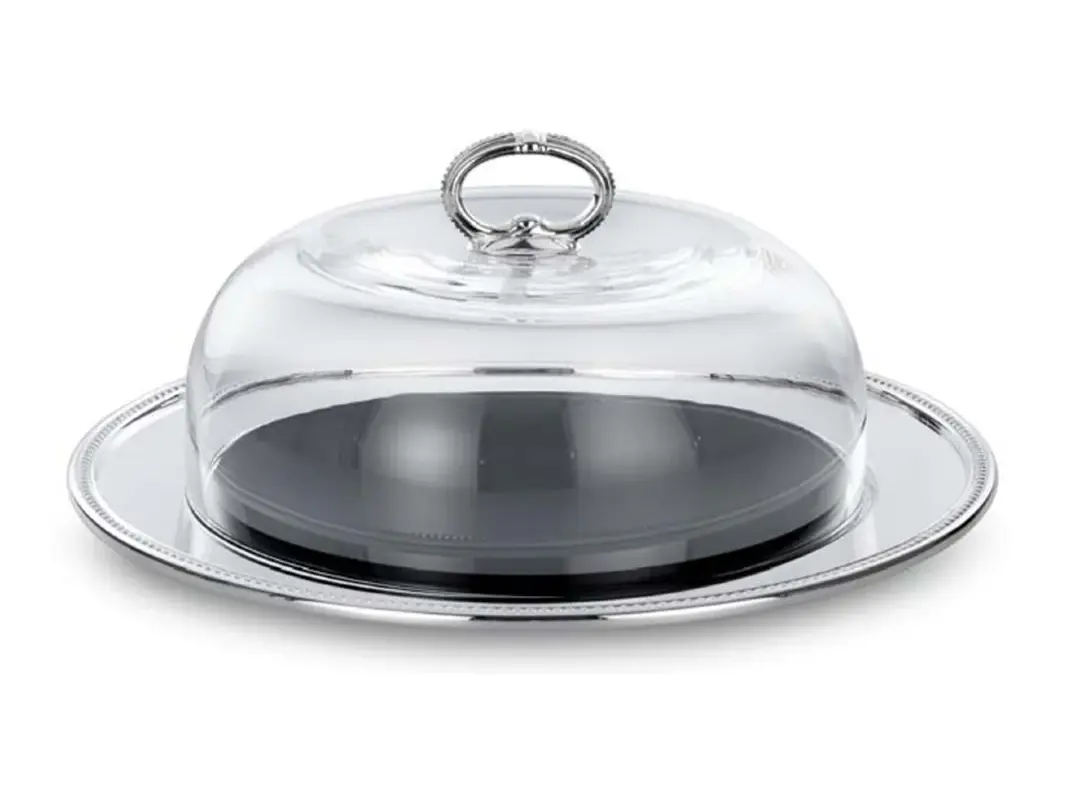 Silver Cheese Serving Tray with Lid