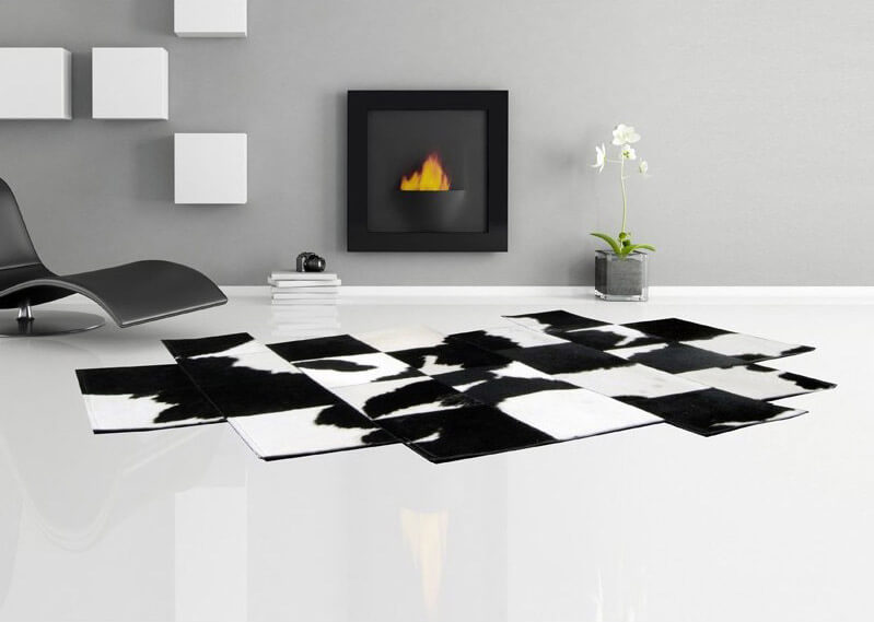 Pixel Black & White Cowhide Rug