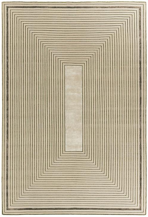 Hand Knotted Beige Frame Wool & Viscose Rug