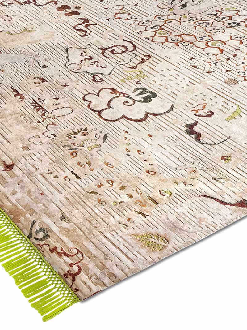 Dragon Green / Beige Hand-Knotted Rug