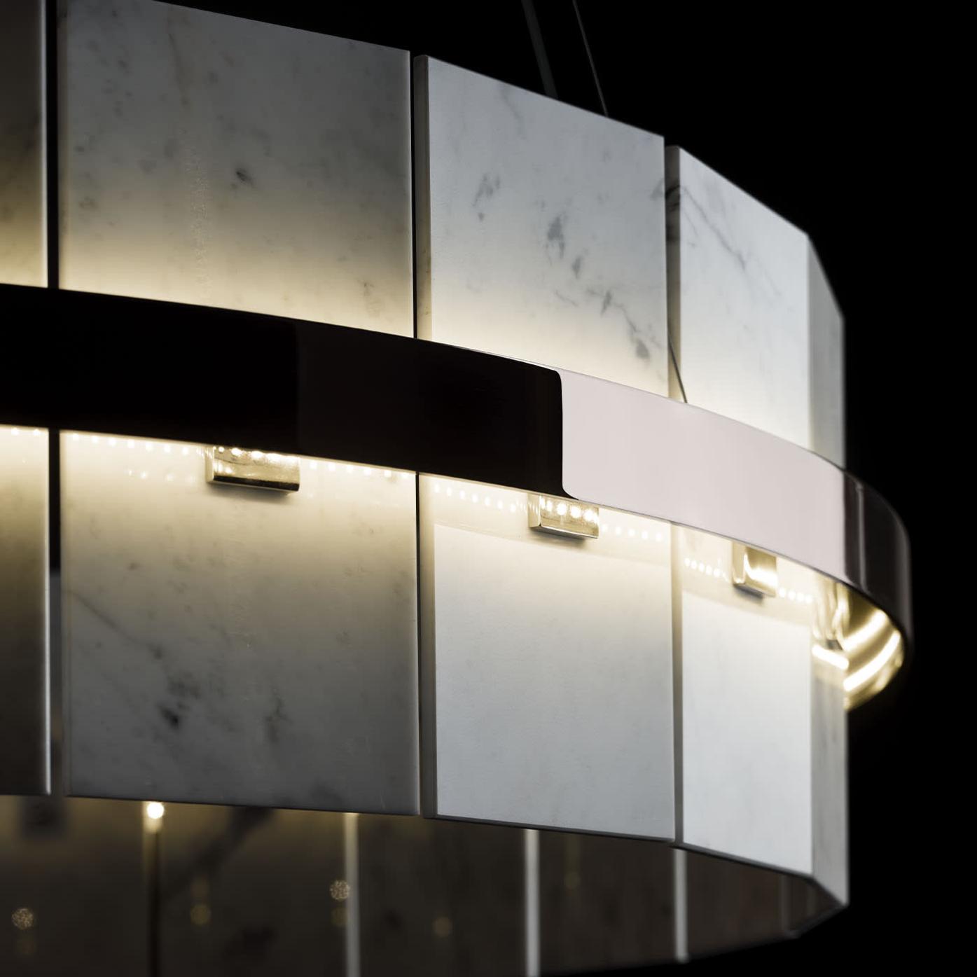 Round Chandelier with Carrara Marble Tiles