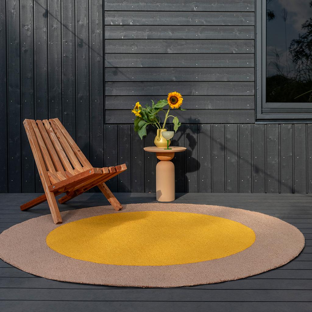 Festival Round Yellow Outdoor Rug