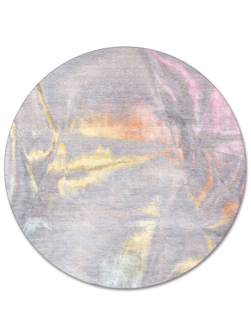 Round Pastel Hand-Knotted Rug