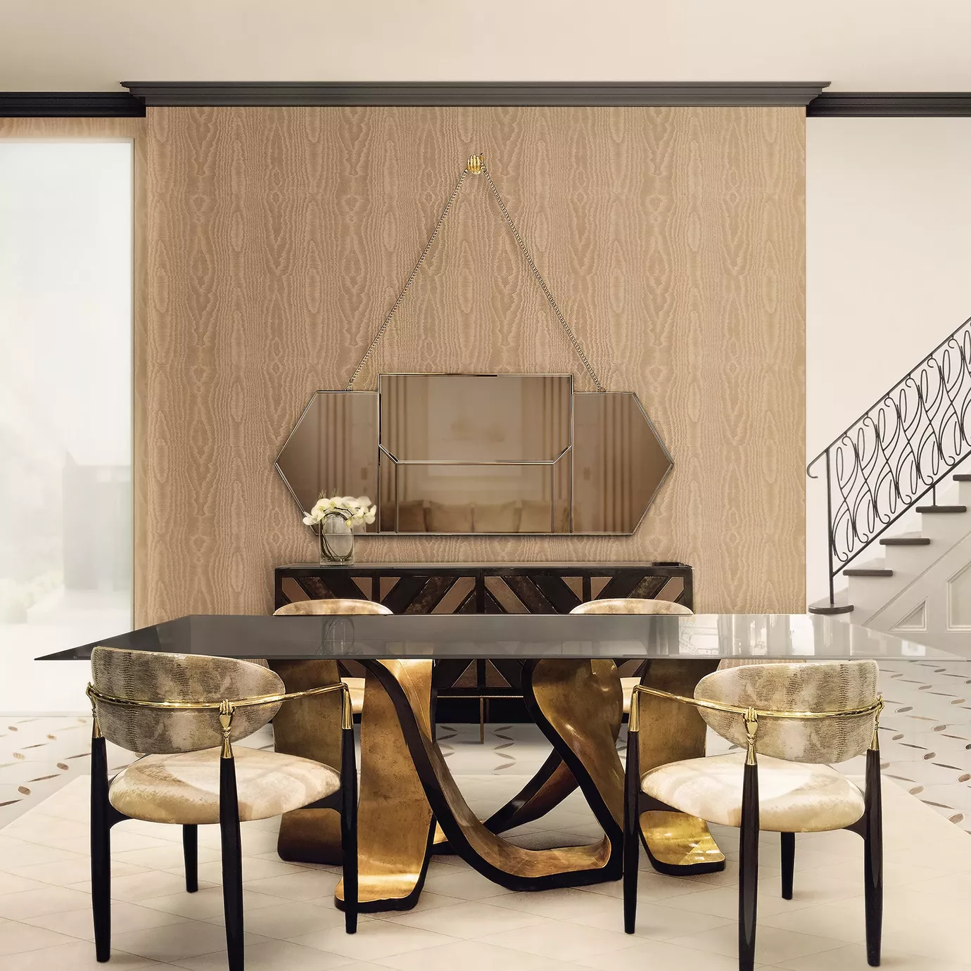 Ribbon Gold Leaf Dining Table