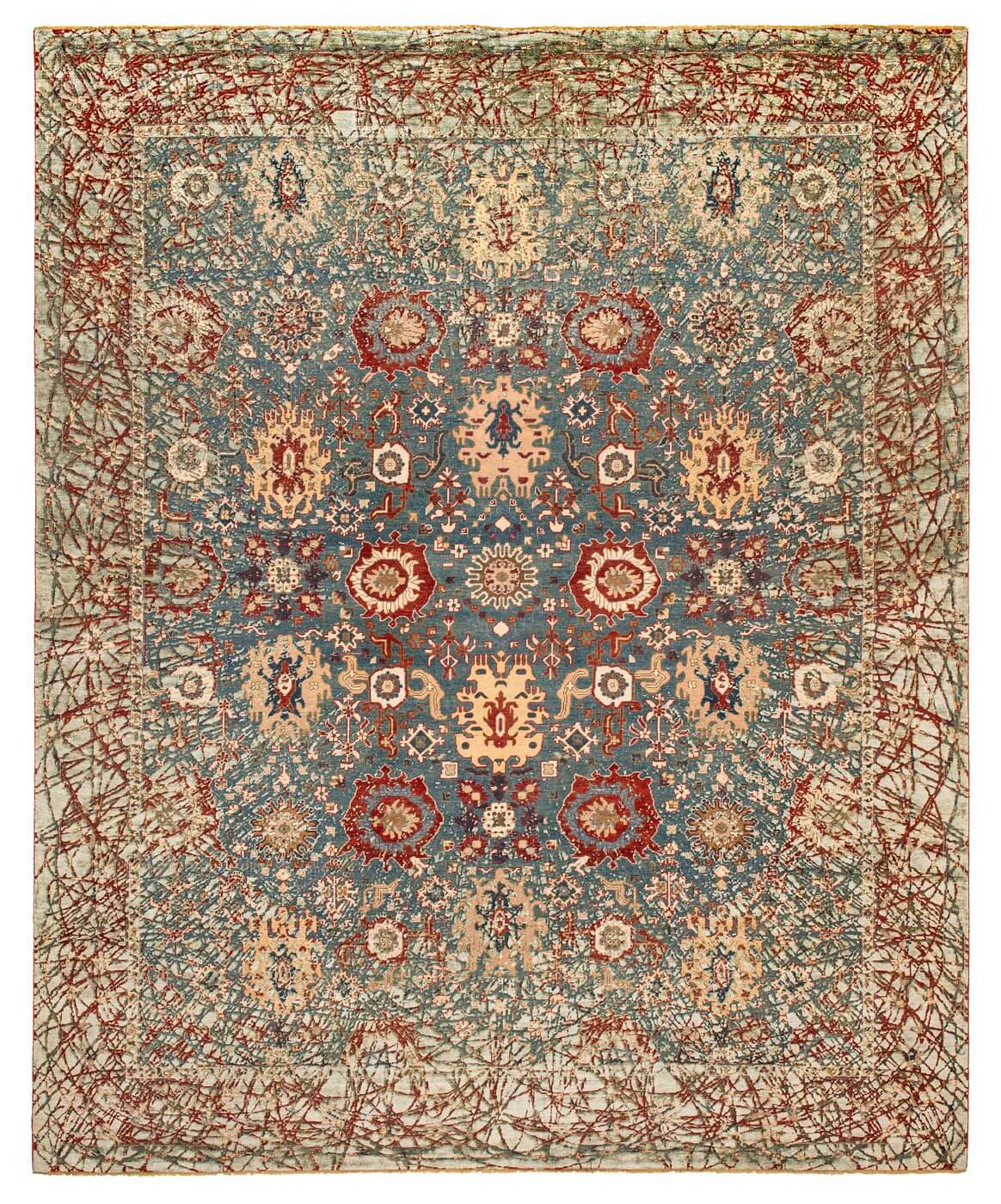 Bidjar Paddington Dawn Tealblue Grey Silk Rug