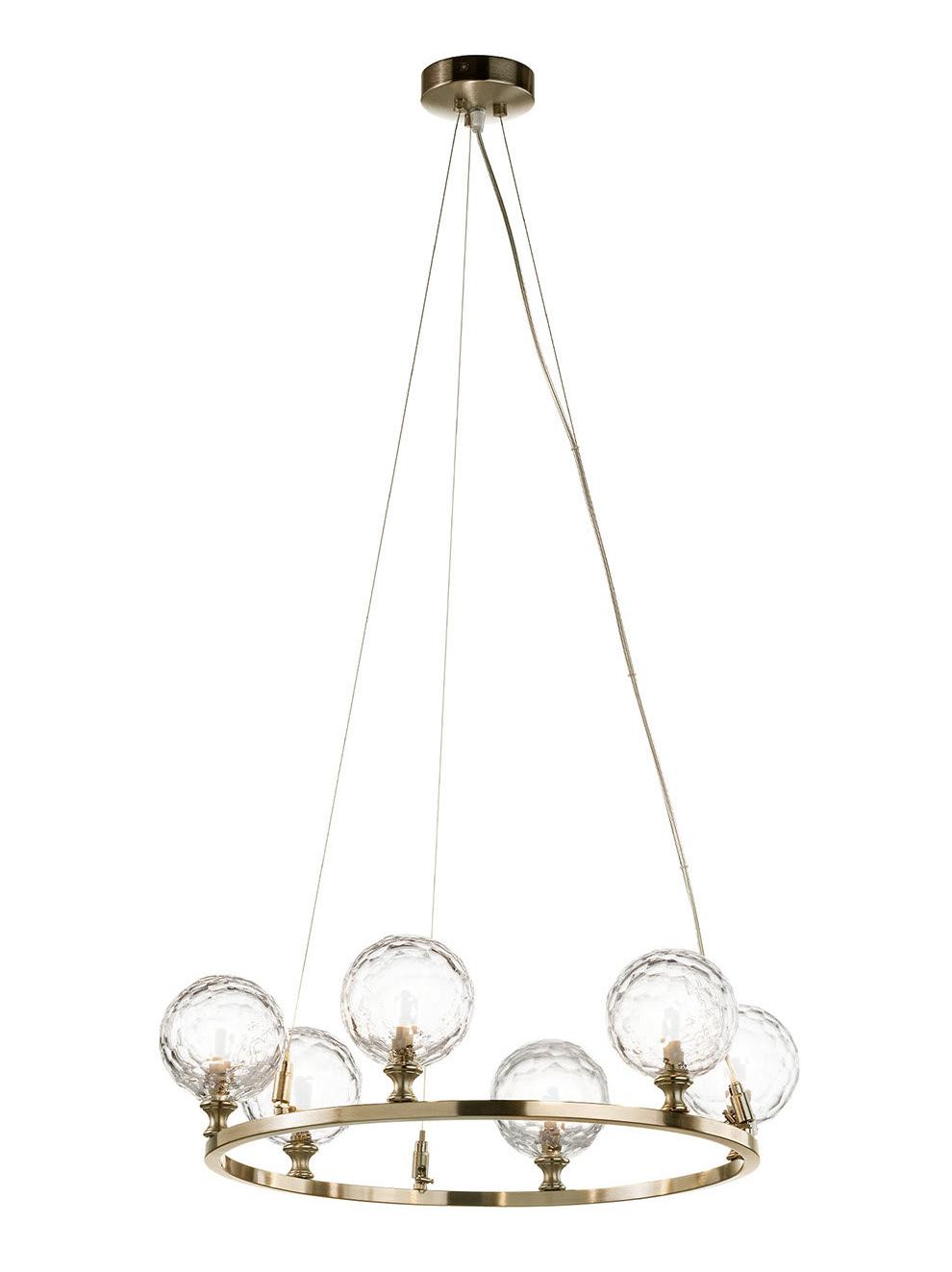 6-Light Soft Gold Chandelier with Hand-Cut Crystal