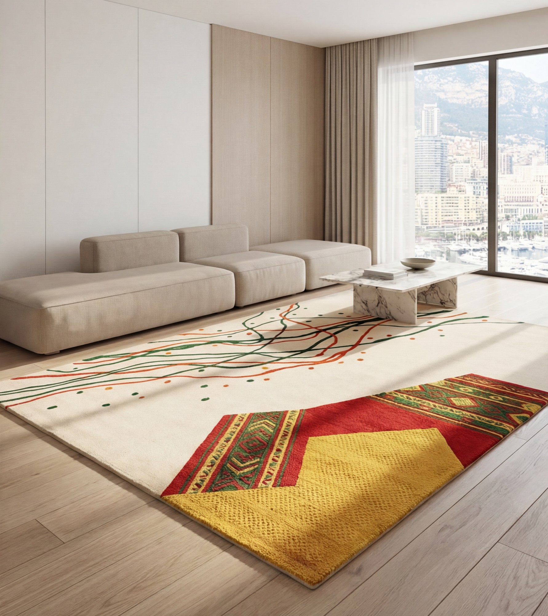 Calligraphic Paths Color Rug
