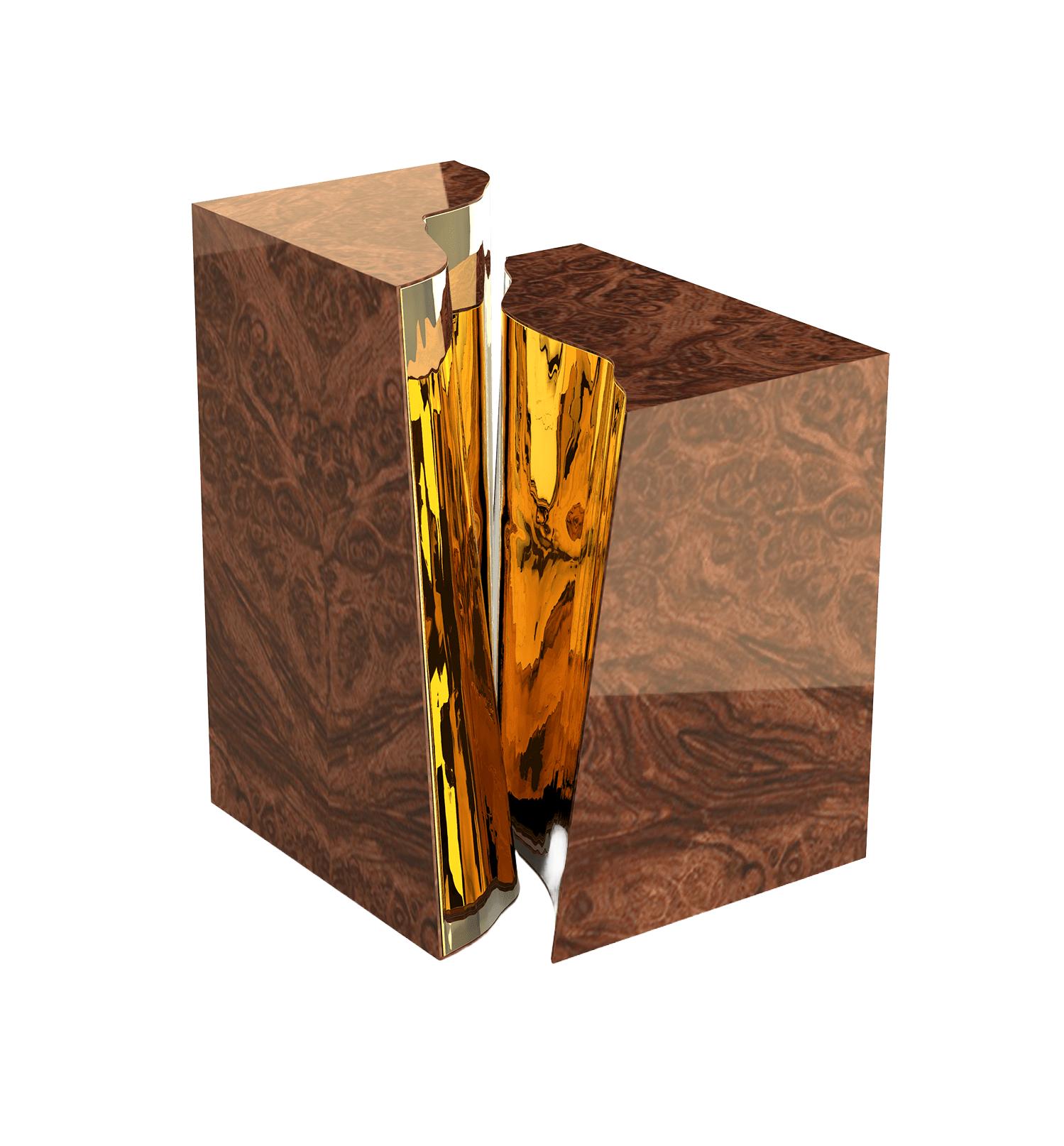 Fissure Walnut Wood Side Table
