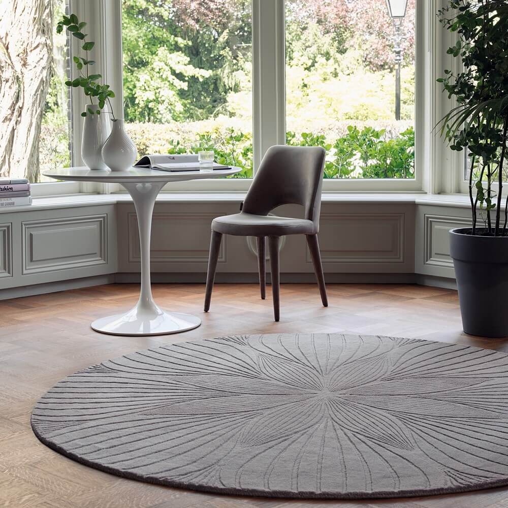 Folia Grey 38305 Round Rug