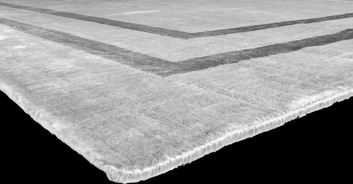 Banana Silk Handloom Silver Rug | Size: 200 x 300 cm