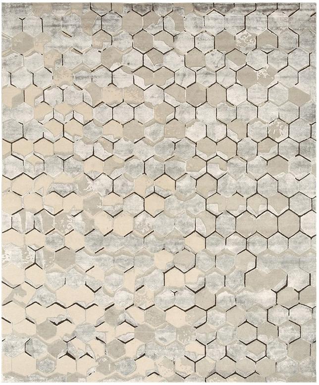 Honeycomb Wool / Viscose Hand-Knotted Rug