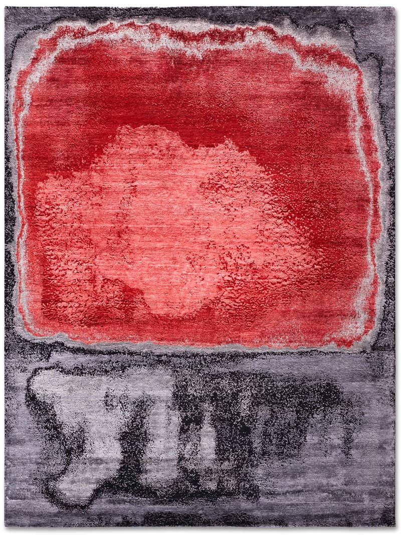 Red Silver Hand-Woven Rug