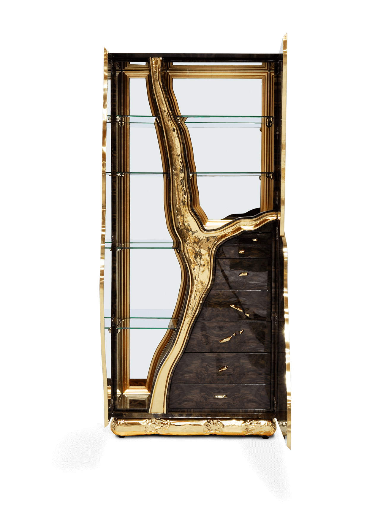 Fissure Walnut Wood Cabinet