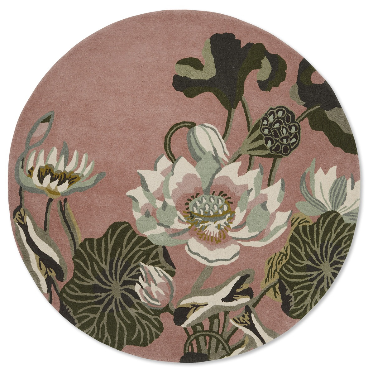 Waterlily Dusty Rose 38602 Circle Rug ☞ Size: Ø 200 cm