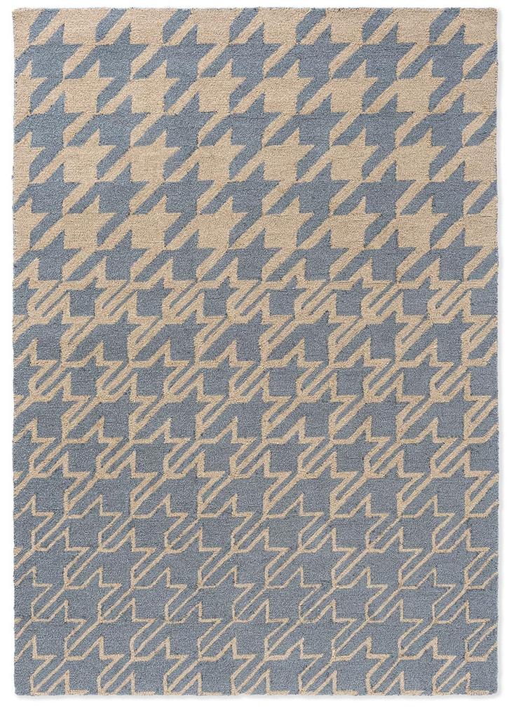 Houndstooth Washed Blue Outdoor Rug