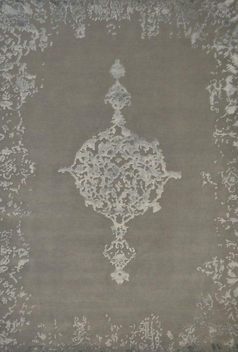 Hand-Knotted Bamboo Silk Indian Rug