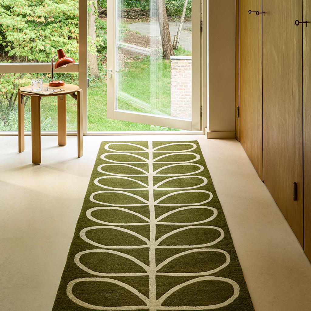 Linear Stem Runner Olive 060501 Rug | Size: 70 × 300 cm