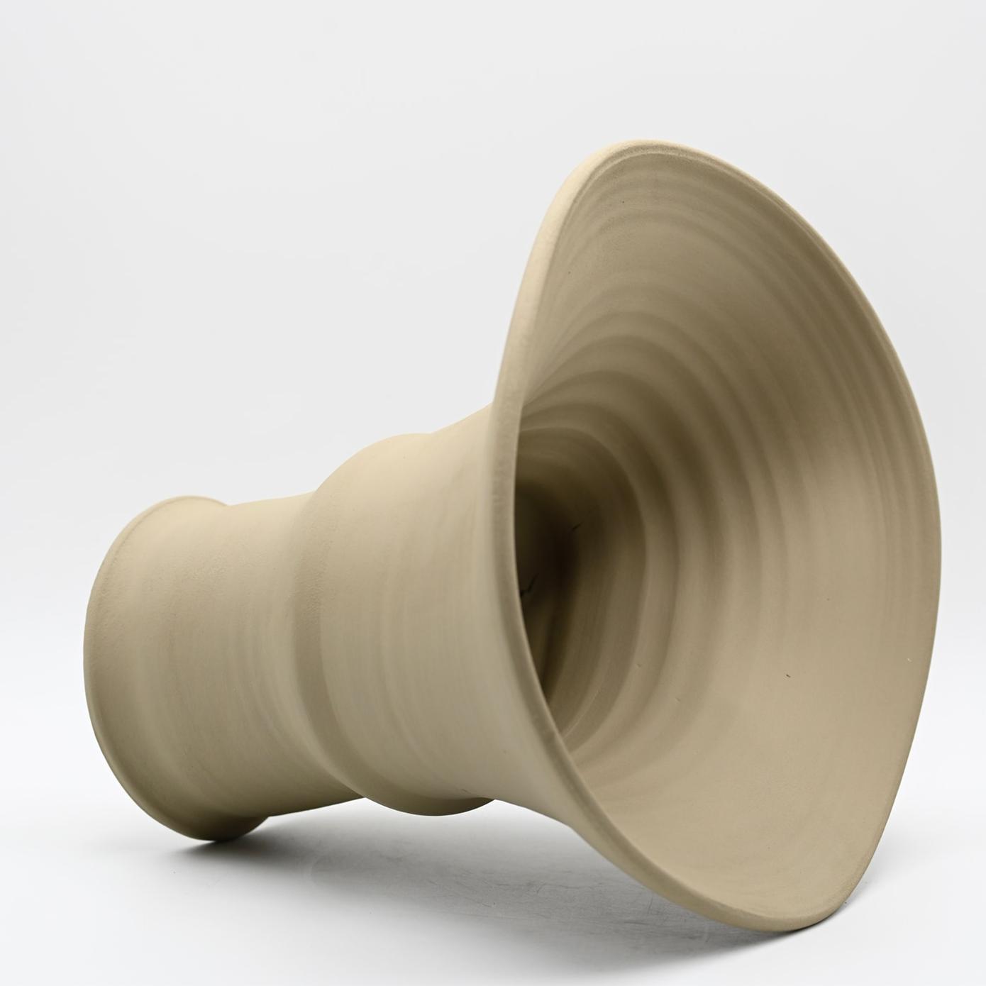 Sculpted Beige Vase with Italian Neutrality