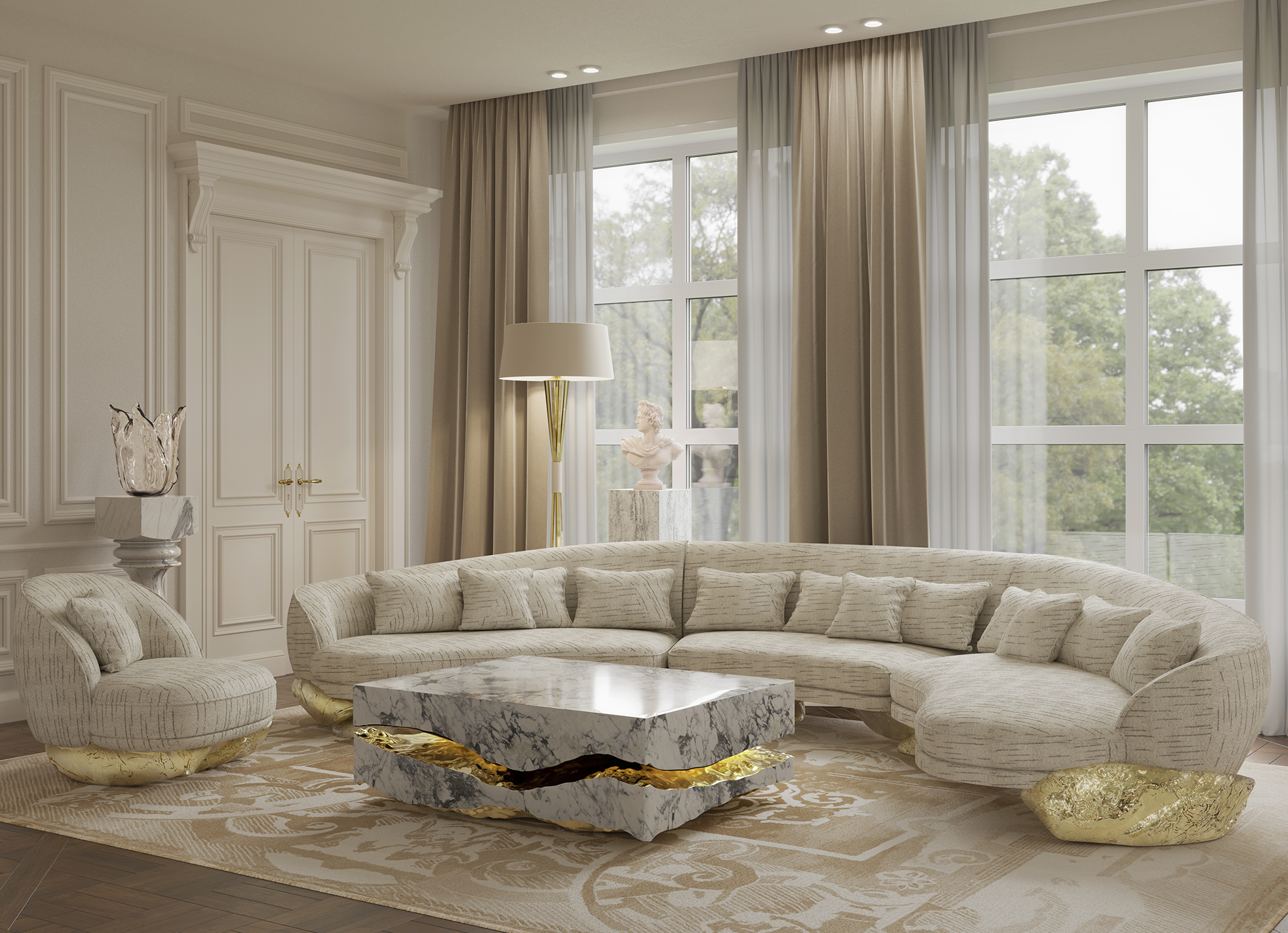 Boulder Carrara Marble Accent Table Boulder Carrara Marble Accent Table