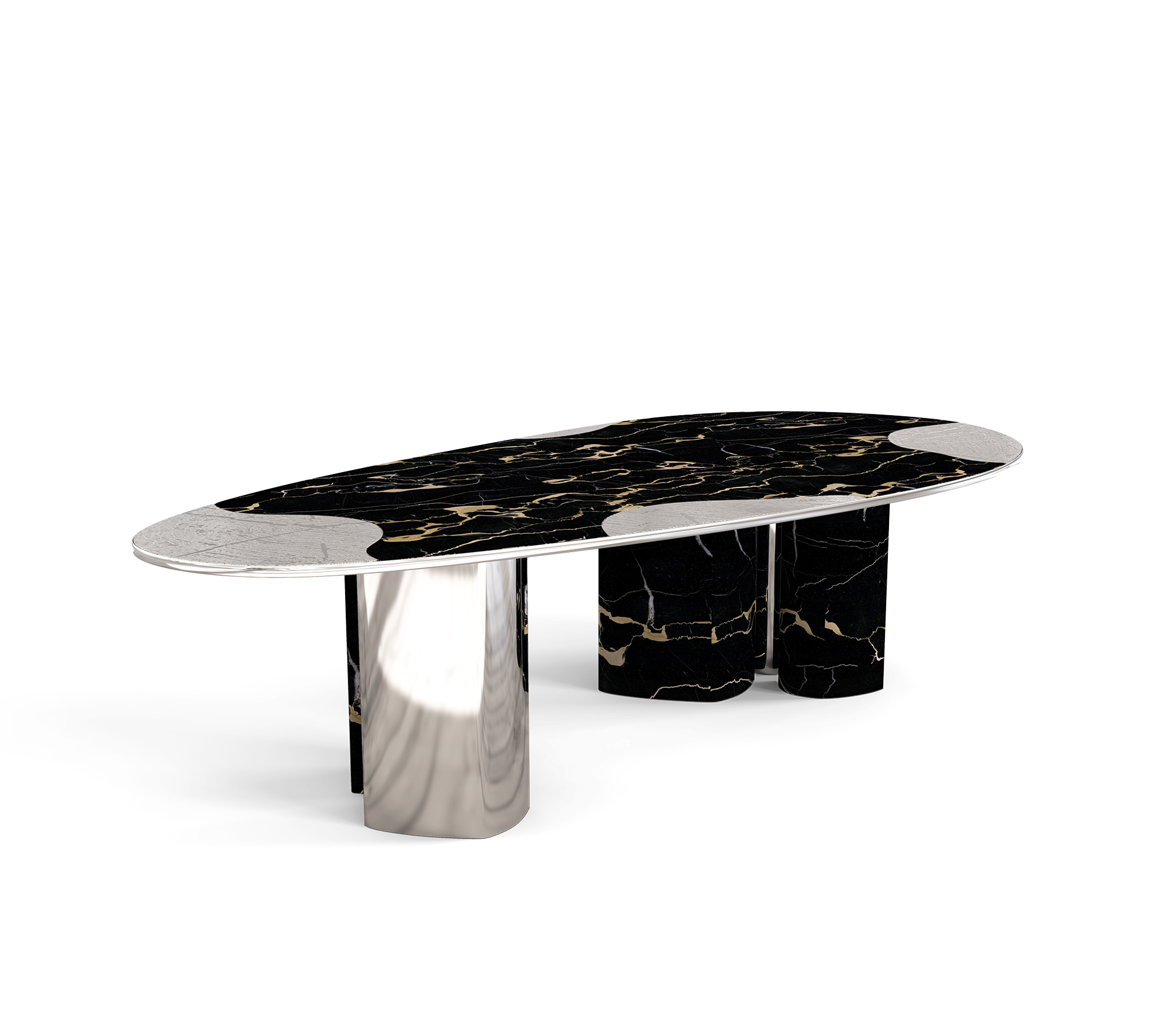 Athena Portoro Marble & Silver Table