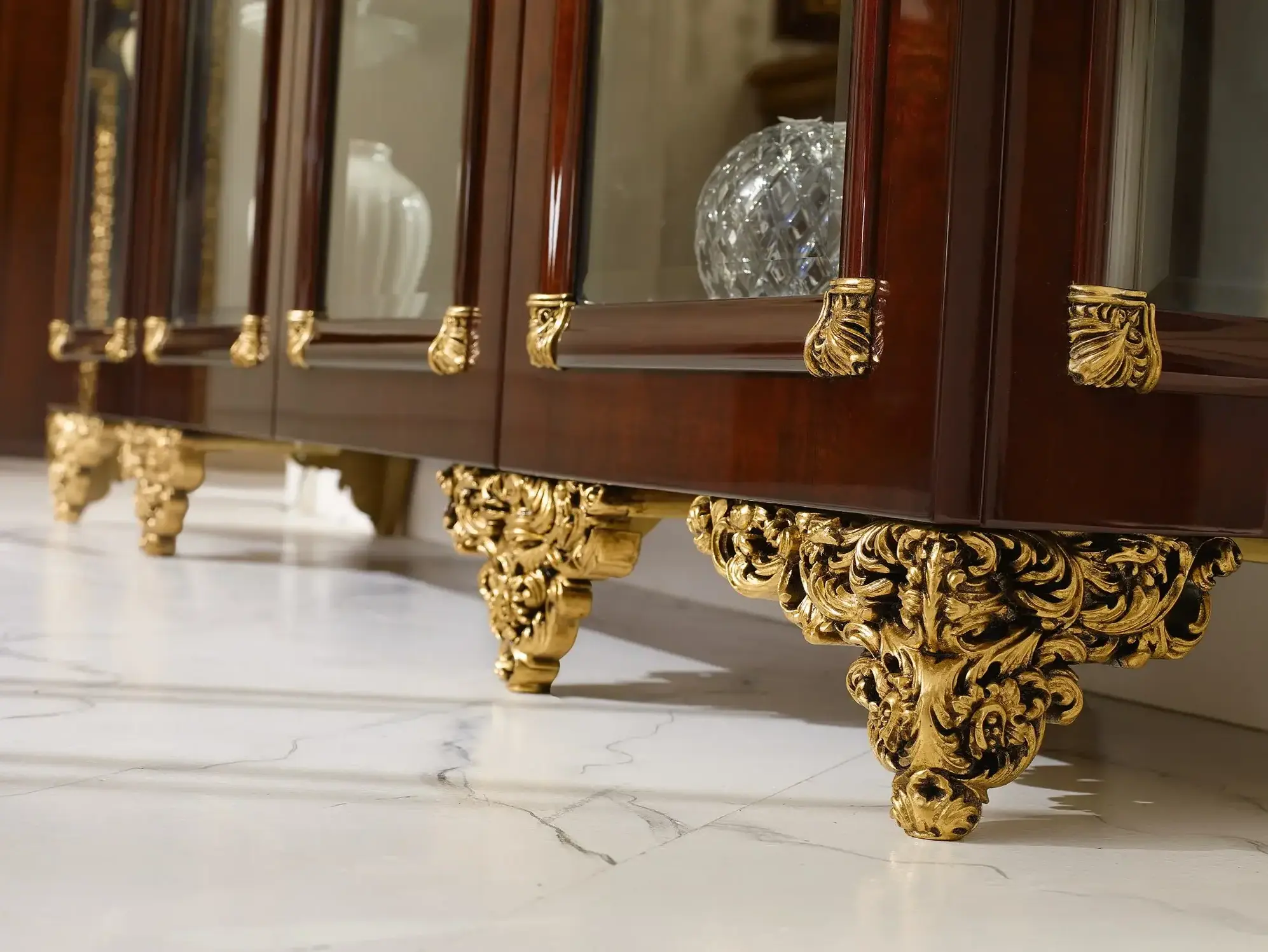 Brown and Gold Classic Display Cabinet