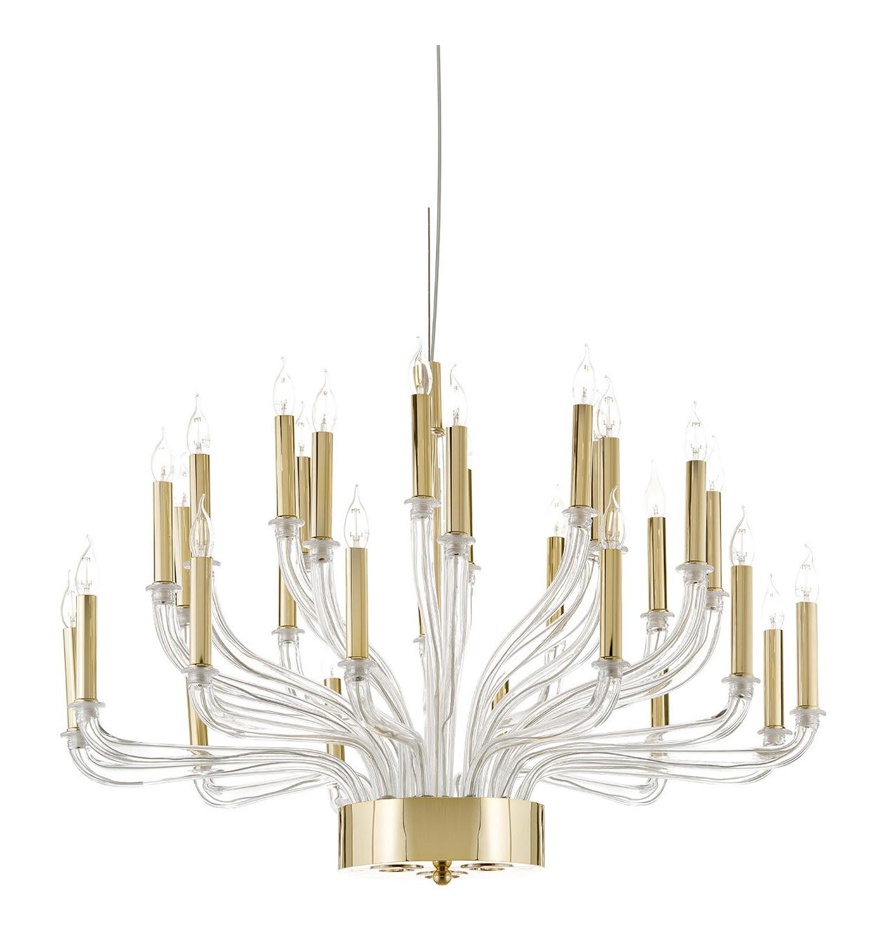Venetian Glass Arm Chandelier in Gold Finish