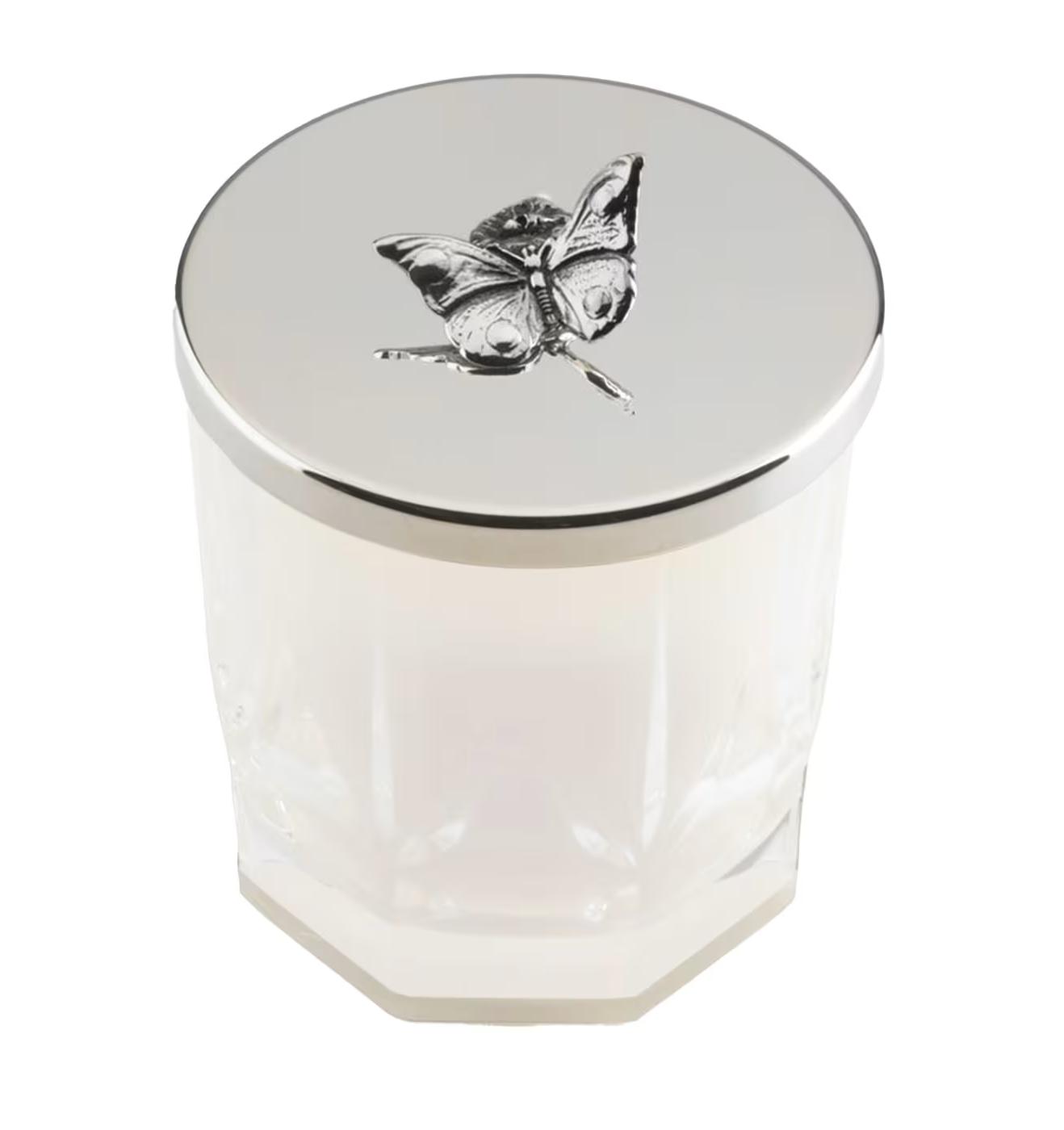Spring Butterfly Silver Candle Vase