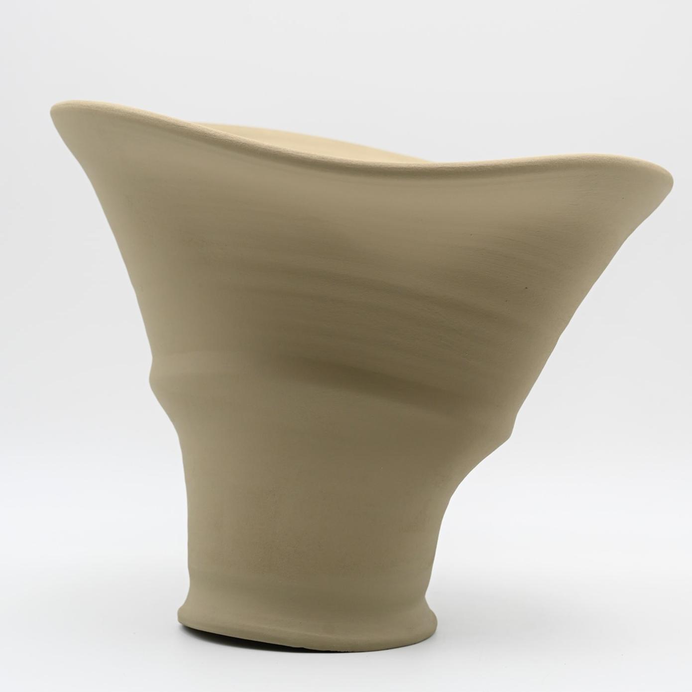 Sculpted Beige Vase with Italian Neutrality