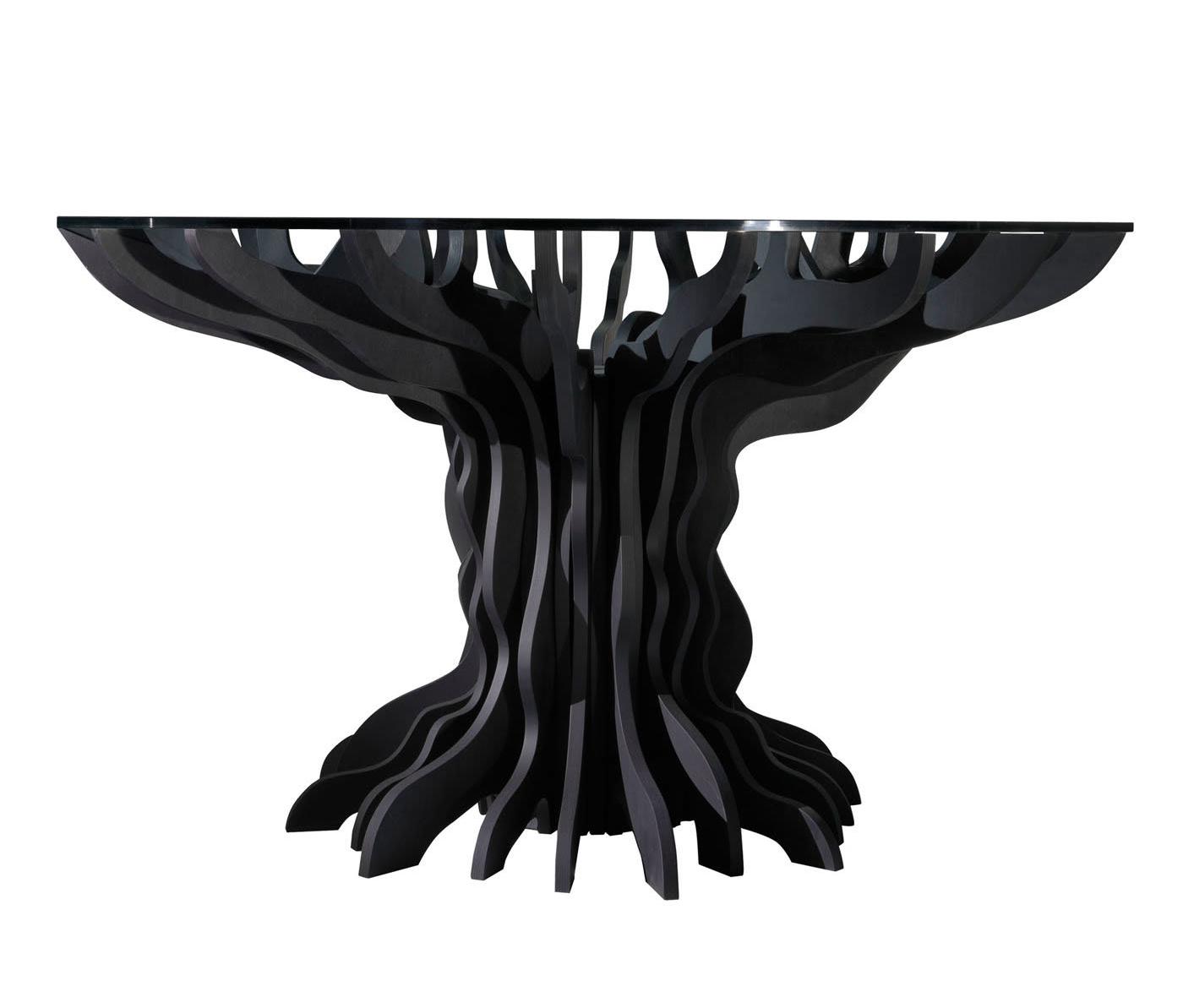 Black Wood Glass Dining Table