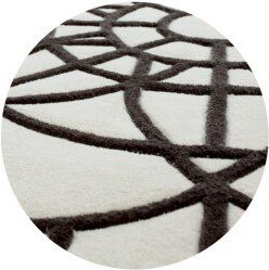 Round White / Brown Wool Area Rug Pepe Barcelona 220 cm. col 18
