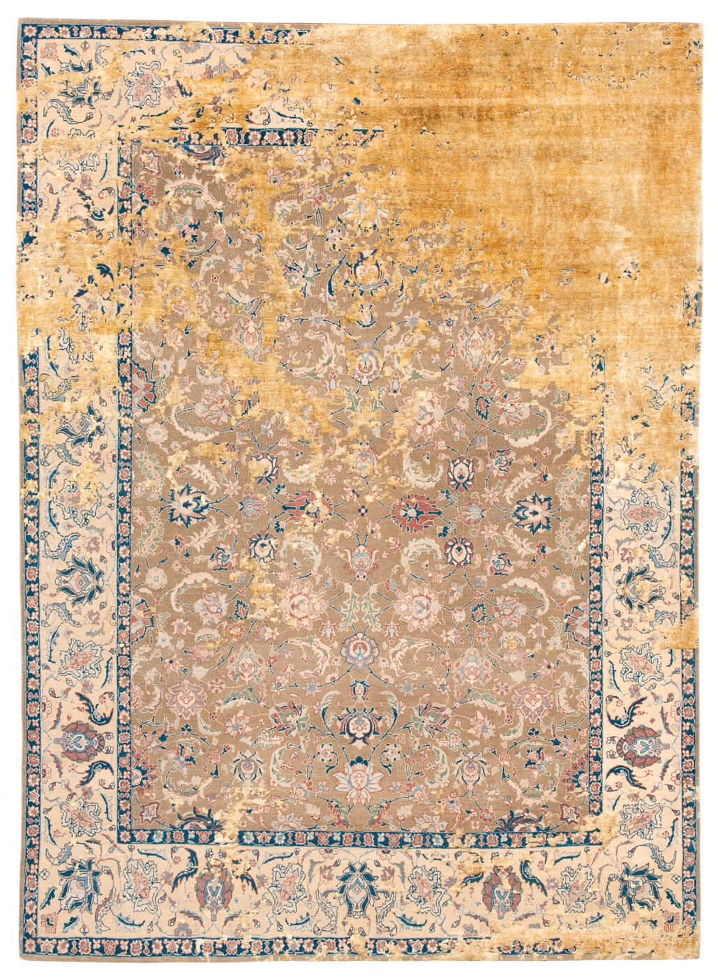 Agra Westend Rocked Yellow Gold Silk Rug