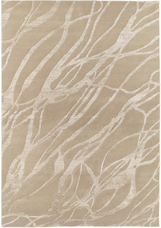 Modern Hand-Knotted Beige Rug ☞ Size: 200 x 300 cm