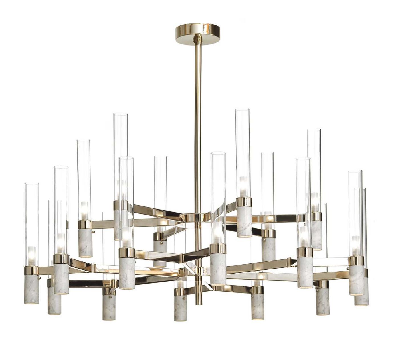 Carrara Marble and Glass Chandelier