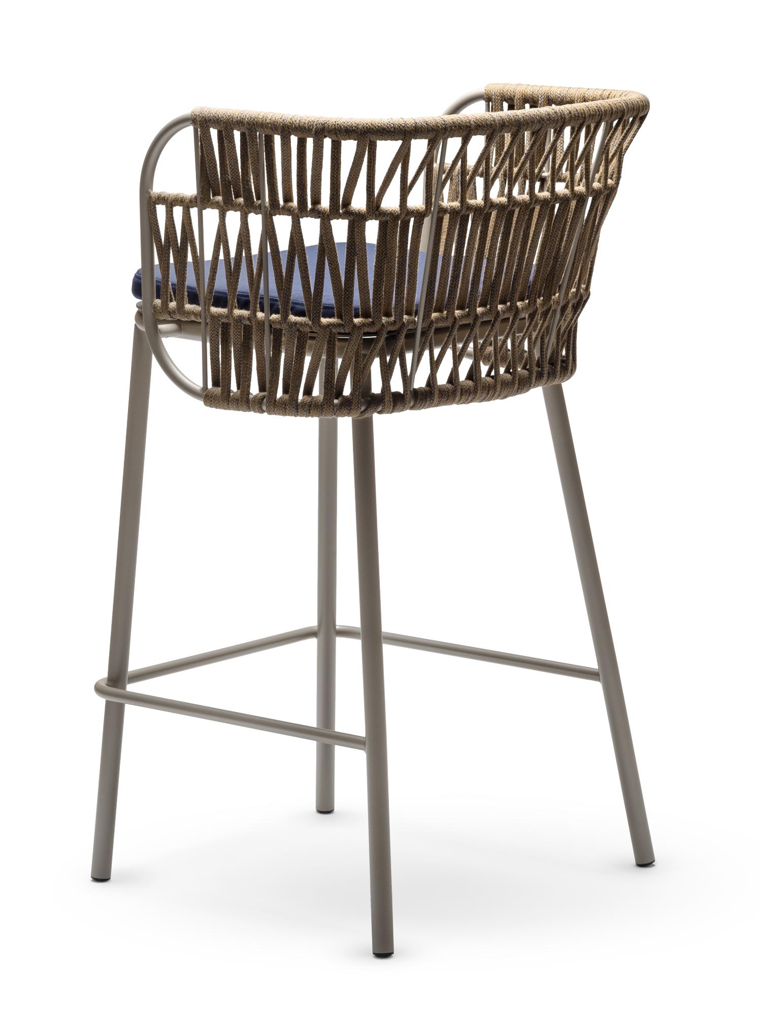 Jujube Beige Blue Outdoor Bar Stool
