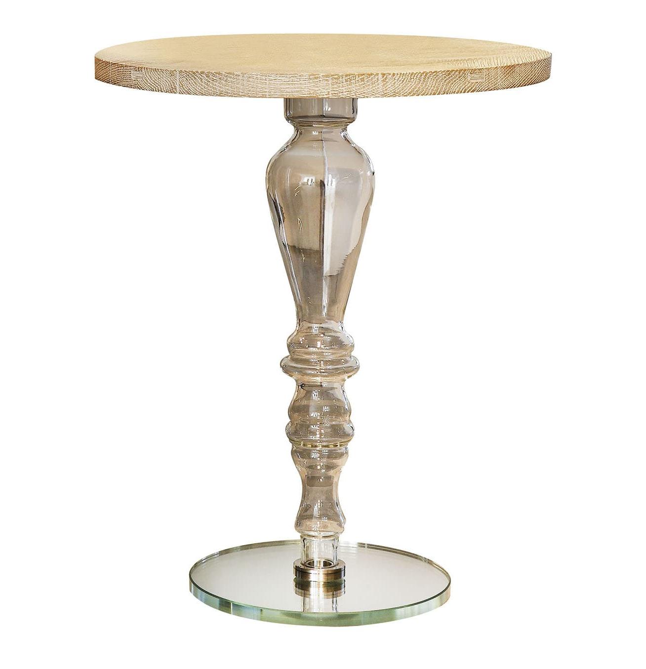 Sculptural Glass-Top Side Table