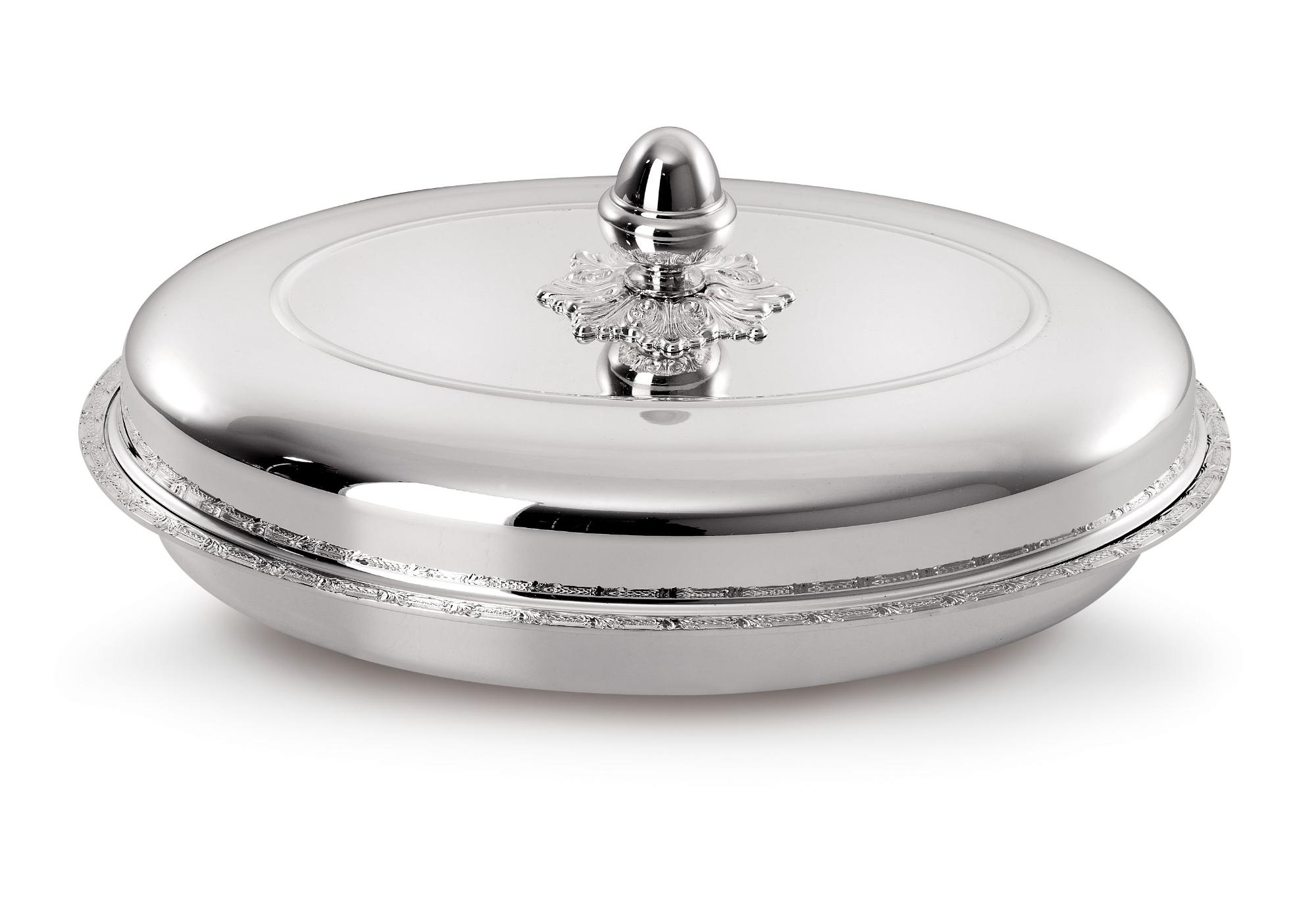 Silver Vegetable Serving Dish with Lid