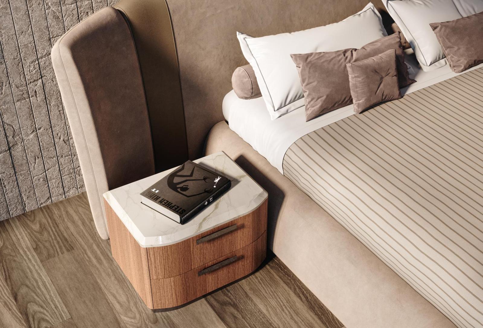 James Marble-Top Bedside Table