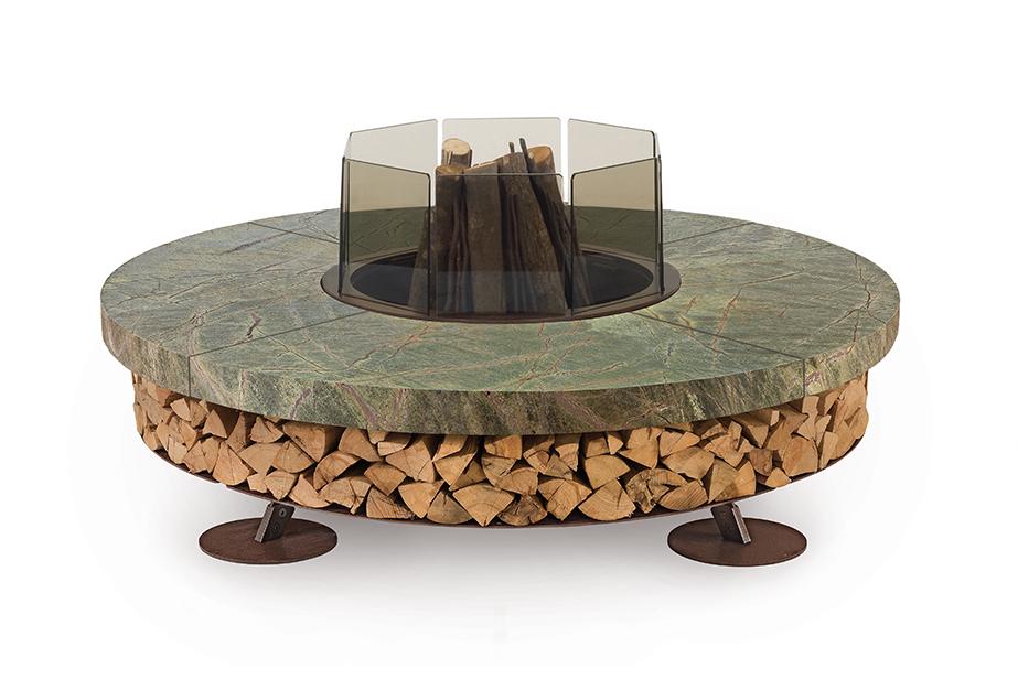 Ercole Marble Green Fire Pit