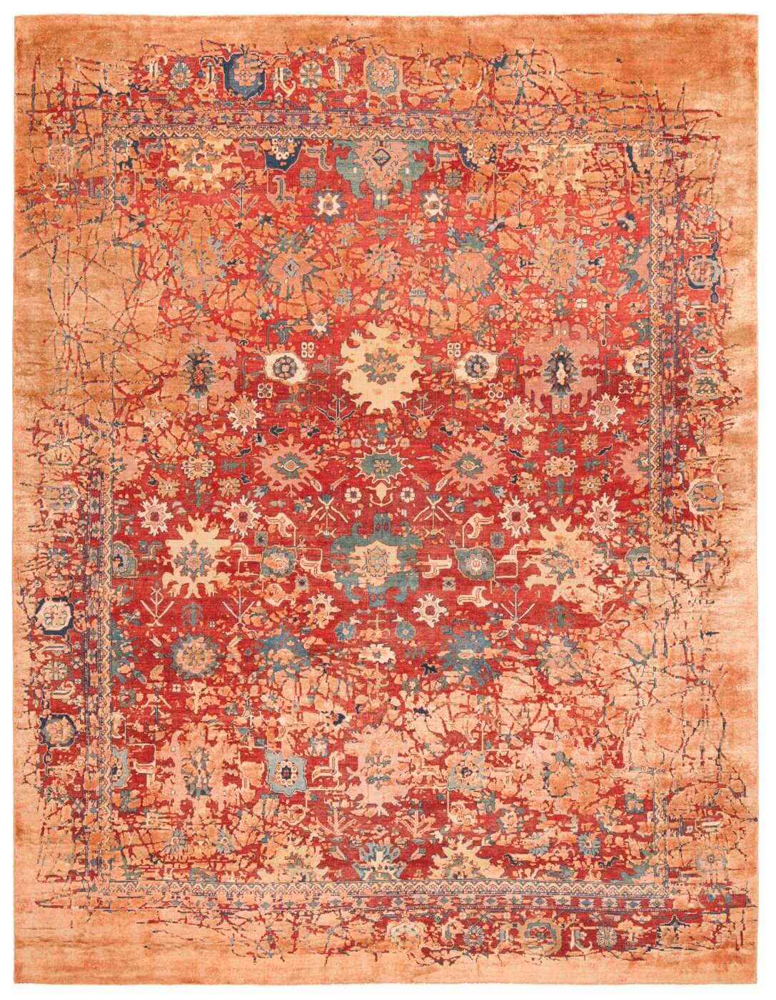 Bidjar Kingscross Pleasure Red Orange Silk Rug