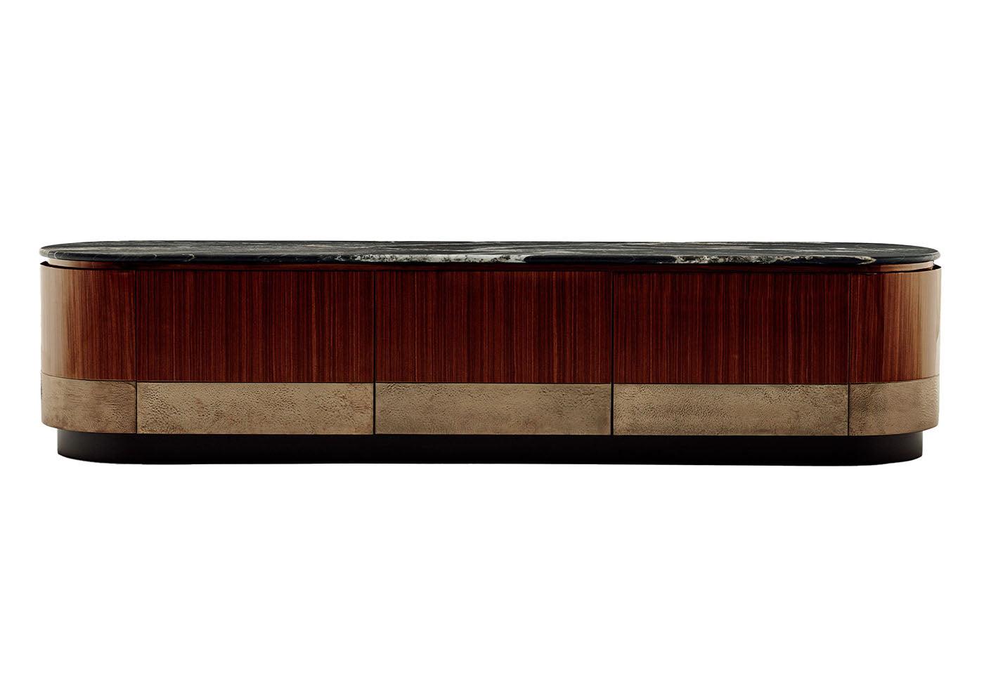 Alma Wood TV Sideboard With Marble Top